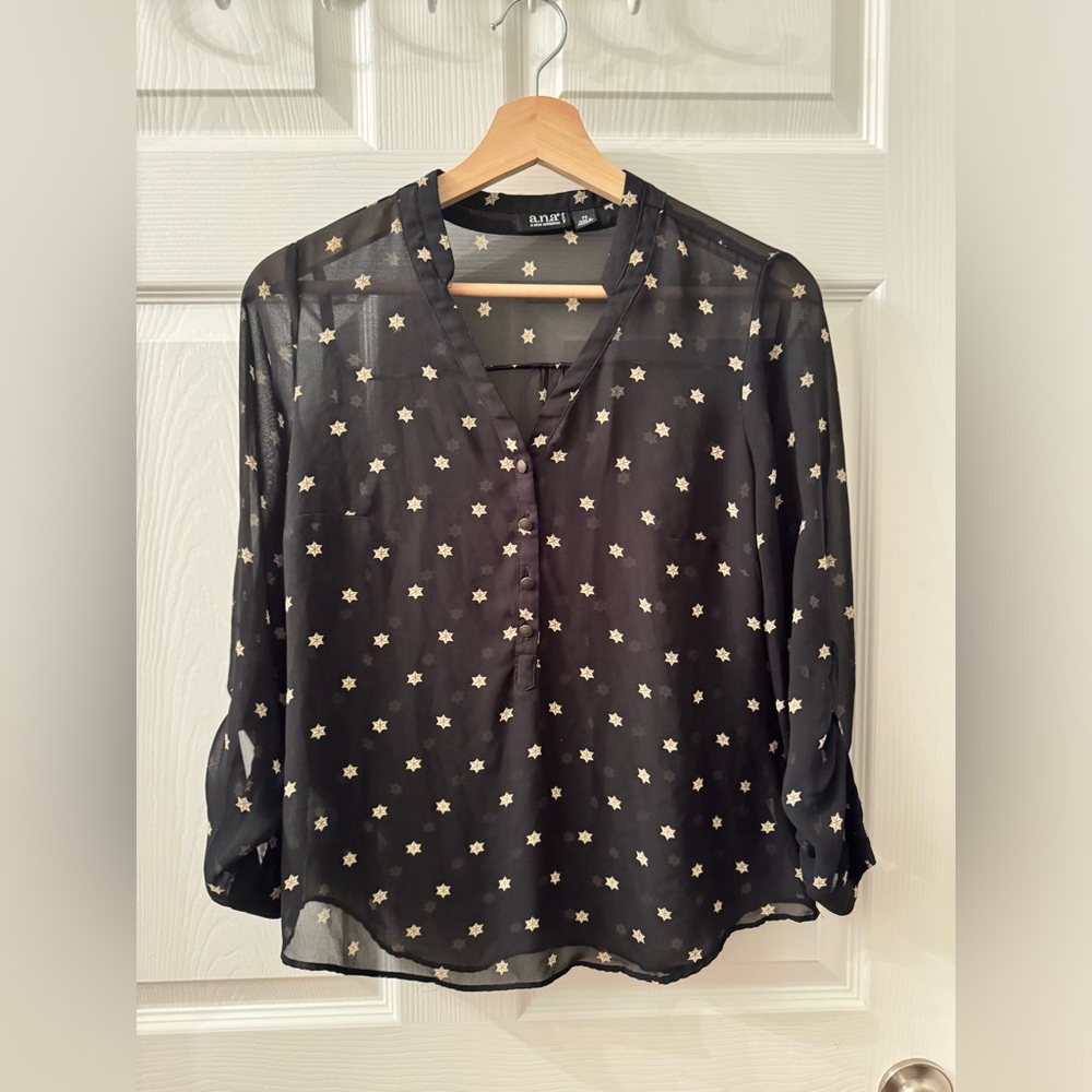 ANA Black Sheer Blouse